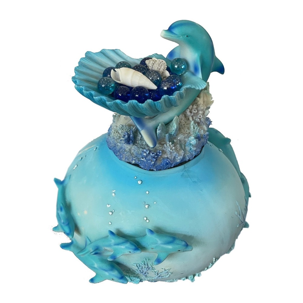 Dolphin Statue Water Shells Holder 3D dolphins 10" Tall Tropical Décor